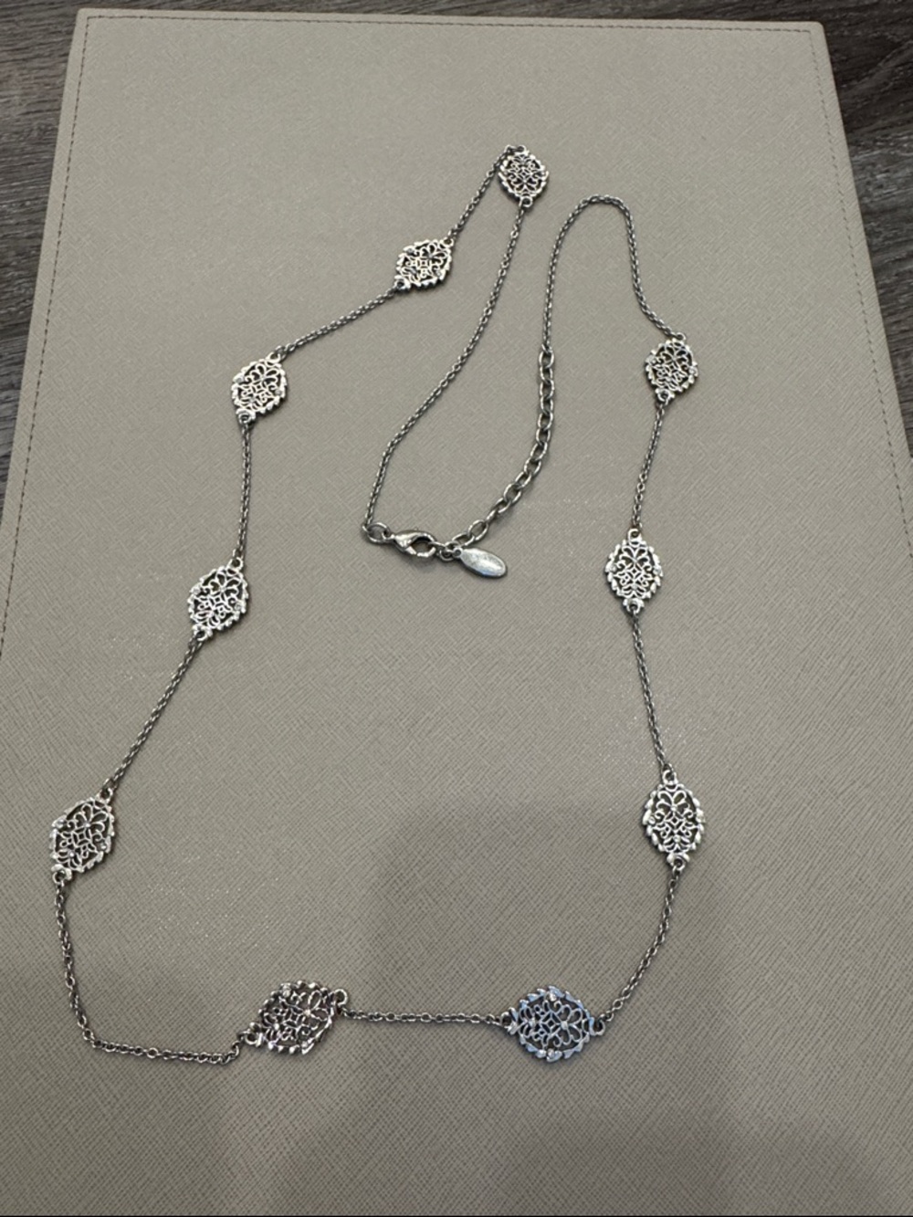 Ann Taylor Silver Filigree Station Necklace - Silver